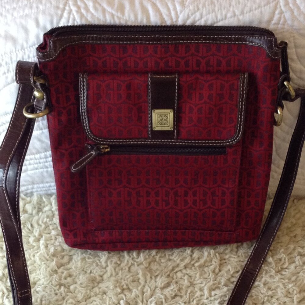 Giani Bernini Crossbody, Iconic "GB" logo in Canvas, Leather Trim; Adjustable
